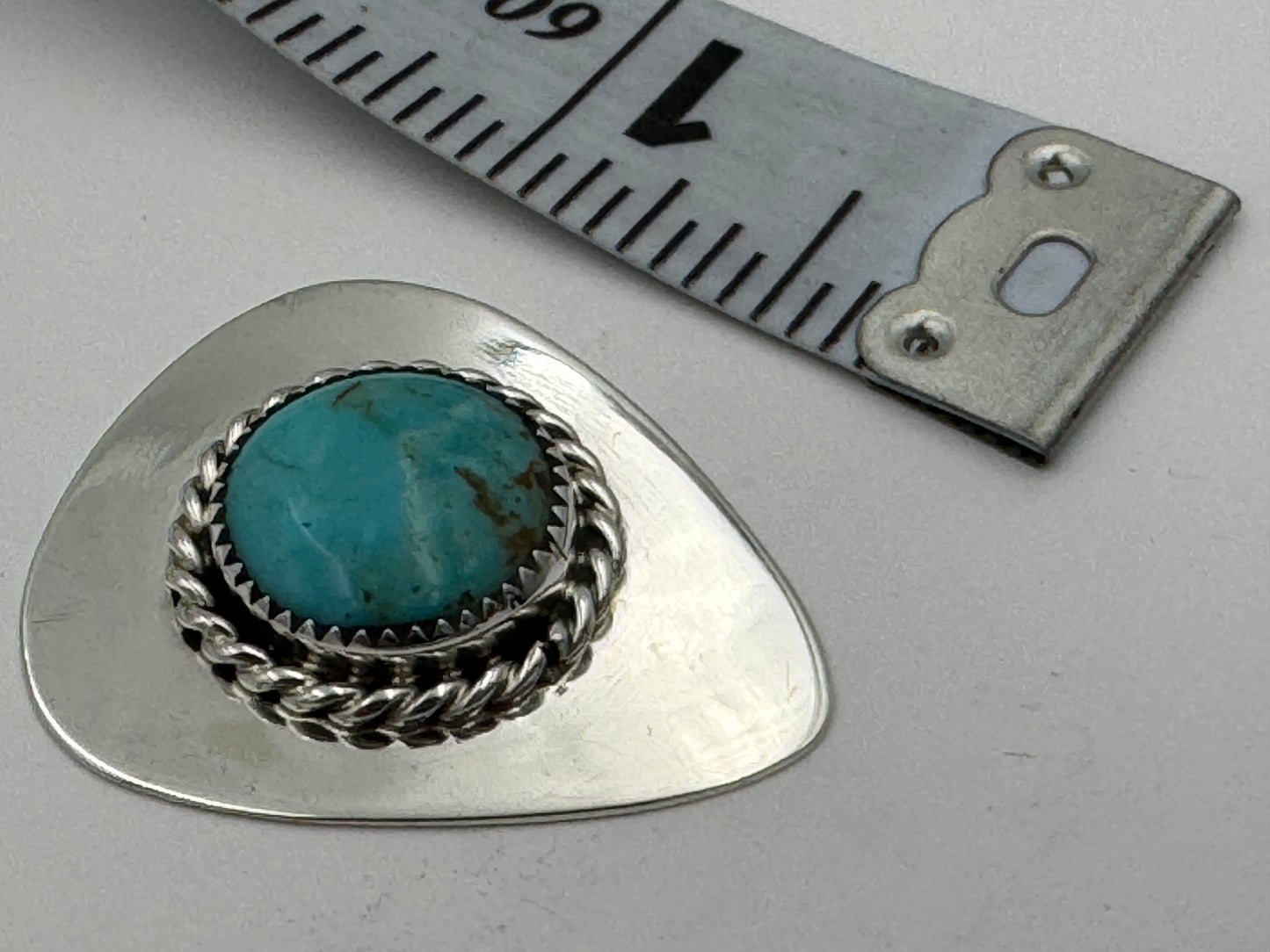 Ronnie Spencer Sterling Silver and Turquoise Guitar Pick #3