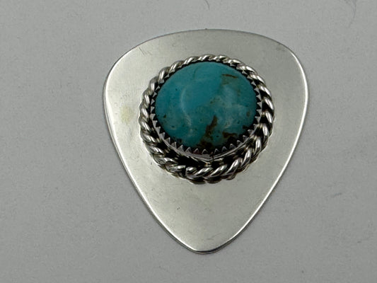 Ronnie Spencer Sterling Silver and Turquoise Guitar Pick #3