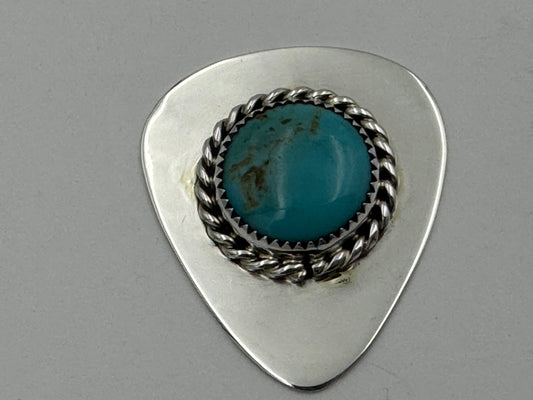 Ronnie Spencer Sterling Silver and Turquoise Guitar Pick #6